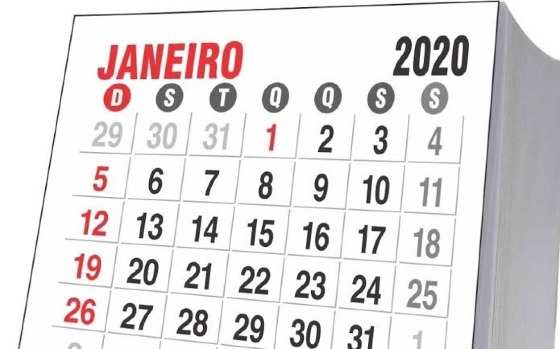 calendário 2020 