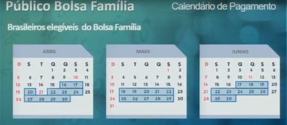 calendário Bolsa Família