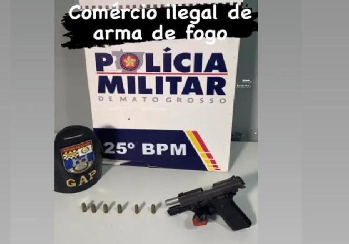 VG Notícias; VGN; arma de fogo; comércio ilegal; prisão; Várzea Grande; PMMT