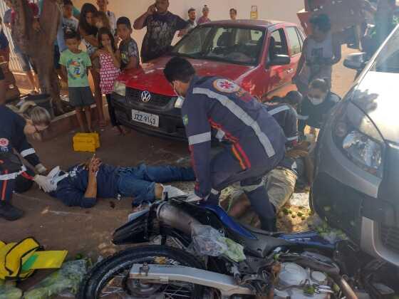 Motociclista tem fratura exposta em acidente em VG.