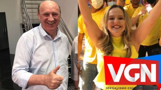 Pré-candidatos ao Senado, Neri Geller (PP) e Natasha Slhessarenko (PSB)