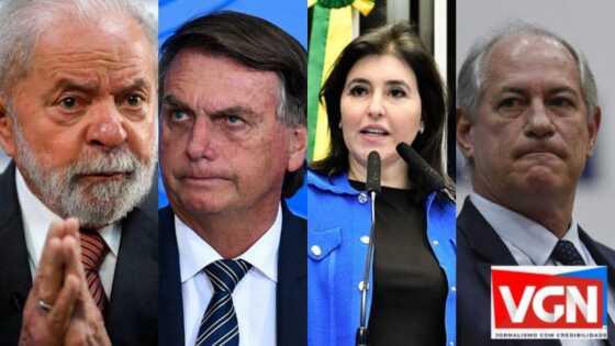 Pela ordem de tempo, Lula, Bolsonaro, Simone e Ciro / Montagem: Giovanna Bitencourt