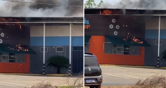Sobrecarga em placa solar causa incêndio em pet shop de Cuiabá.