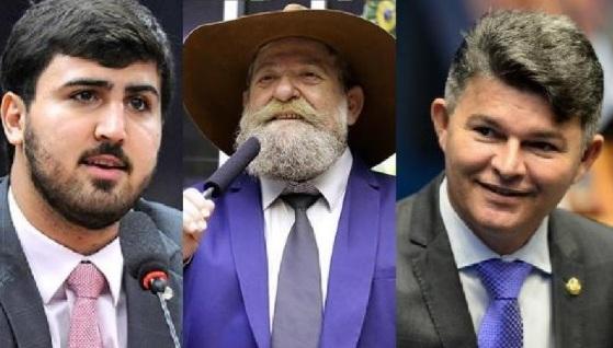 Deputados: Emanuelzinho (MDB), Nelson Barbudo (PL) e José Medeiros (PL),