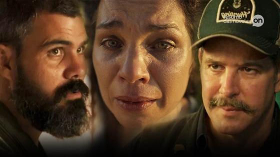 Alcides, Maria Bruaca e Tenório em Pantanal, novela das nove da Globo