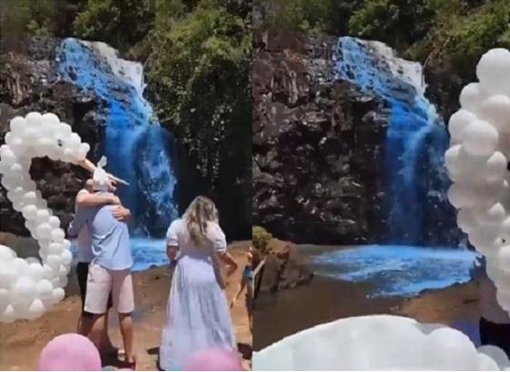 Uma pessoa da família que promoveu o chá revelação assumiu em depoimento ser o responsável pelo lançamento da substância que deixou água azul 
