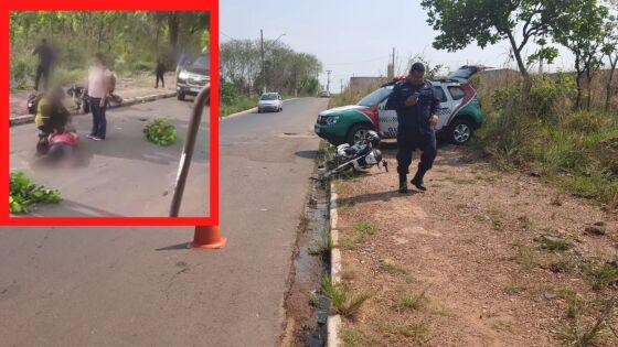 Mulher tem perna dilacerada em acidente de moto em VG.