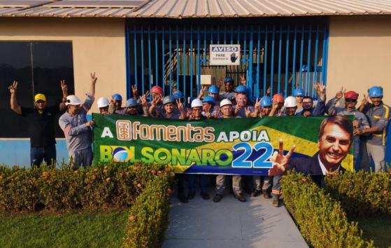 MPT juntou aos autos registro fotográfico de trabalhadores da empresa com uma faixa de apoio ao candidato Jair Bolsonaro