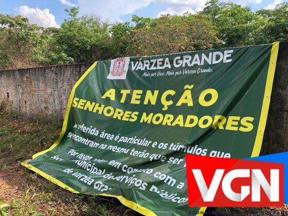 Prefeitura solicita retirada de túmulos de cemitério clandestino em VG; área particular.