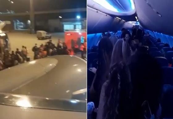 Passageiros ficam trancados dentro de avião por duas horas.