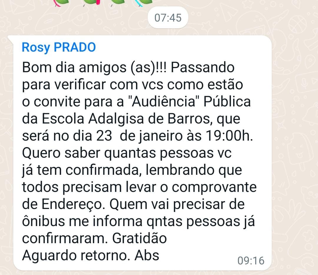 audiencia pública; adalgisa de Barros; militarização 