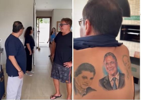 Kajuru faz homenagem a Álvaro Dias com tatuagem nas costas