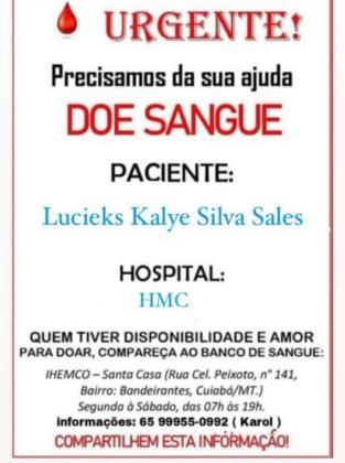 acidente; Lucieks; perna amputada; Cuiabá; doação de sangue; VGN 