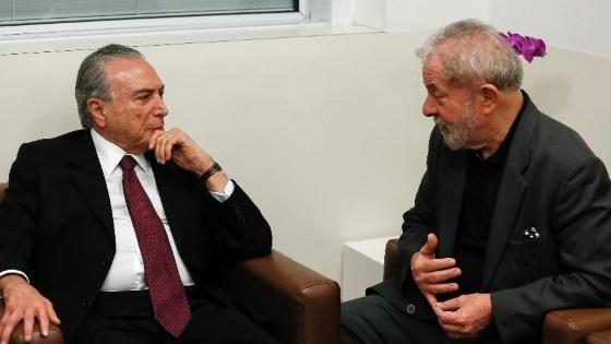 Lula e Temer em imagem de 2017