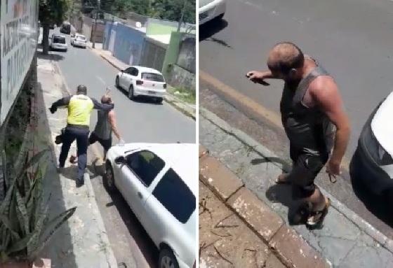 O condutor ainda pegou uma faca para correr atrás do agente da Semob.