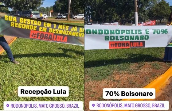 Recepção bolsonarista a Lula, em Rondonópolis 