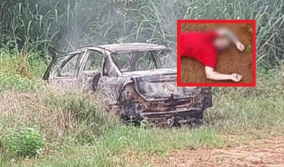 Homem executado a tiros é encontrado próximo de veículo incendiado em estrada vicinal 