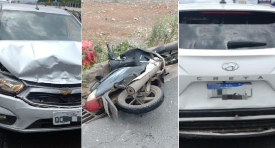 Óleo na pista provoca acidente entre motocicleta e veículos de passeio em VG