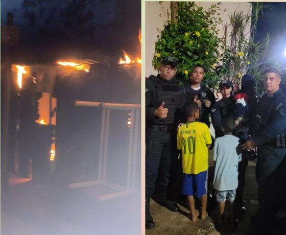 Mulher é resgatada de casa em chamas abraçada com os 4 filhos; marido é suspeito de causar o incêndio