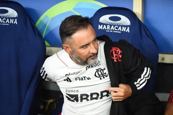 Vítor Pereira no último jogo no comando do Flamengo.