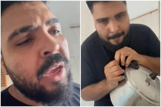 “Sequestrou meu frango”: Paulo Vieira passa perrengue com panela de pressão e viraliza