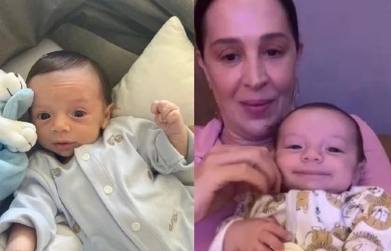 Claudia Raia mostra Luca sorrindo em chamada de vídeo com a irmã.