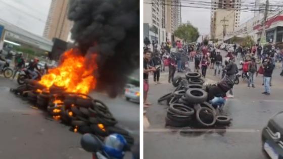 Entregadores fecharam parte da avenida Fernando Corrêa em protesto por morte de colega