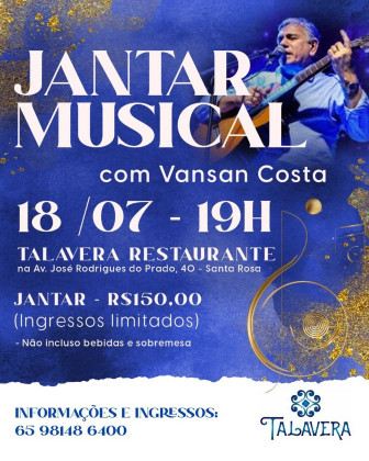 Jantar musical com Vansan Costa promete uma noite especial em Cuiabá