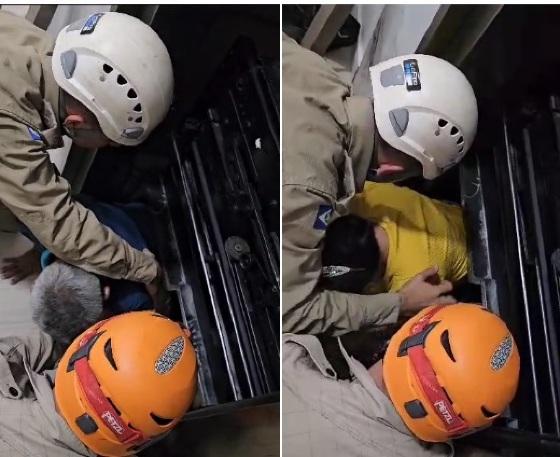 Bombeiros resgatam idosos que ficaram presos no elevador de uma clínica médica em Sinop