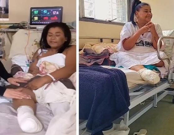 Nesta semana, Katia passou por outra intervenção, para amputar uma parte da perna, dessa vez, acima do joelho