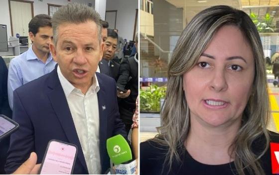 Governador Mauro Mendes, e a interventora da Saúde, Danielle Carmona