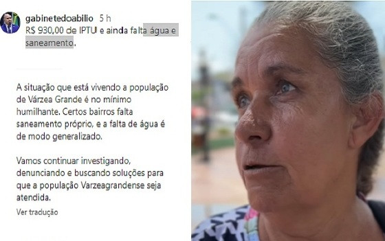 Abilio crítica custo alto de IPTU em bairro de VG que falta de água e saneamento