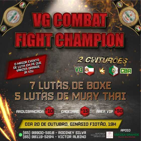 Evento VG COMBAT FIGHT será realizado no dia 20 de outubro em VG.