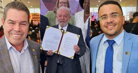 Vice-presidente nacional da Undime, secretário de Educação de VG, Silvio Fidelis, presidente Lula e presidente da Undime Bahia e secretário de finanças, Anderson Passos