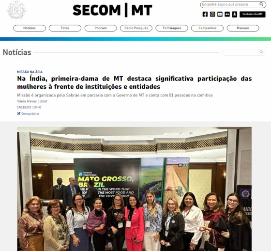 Banner com erro de tradução passa despercebido aos olhos da primeira-dama de MT