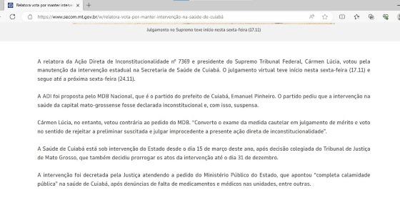 gafe; Governo; Esatdo; Mato Grosso; Cármen Lúcia; ministra; STF