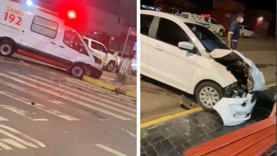 Jovem colide carro contra viatura do Samu em MT