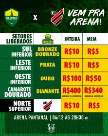 Ingressos Cuiabá e Athletico-PR