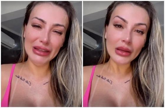 Andressa Urach se emociona ao relembrar motivo de entrar para prostituição.