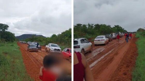 Famílias passam "perrengue" para chegar em Cuiabá após interdição da MT-251