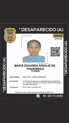 Maria Eduarda Araújo de Figueiredo; desaparecida; Cristo rei; Várzea Grande; VGN 