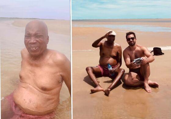 Aposentado dos palcos, Milton Nascimento aparece curtindo dia de praia com filho