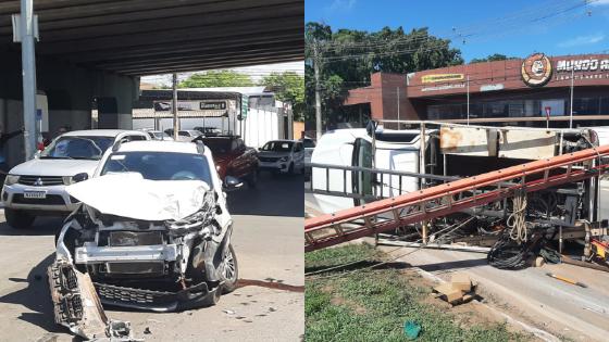 Motorista invade preferencial e provoca capotamento de Hilux em Cuiabá