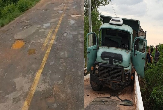 Motoristas passam “perrengue” na MT-370 por ponte estreita e buracos na pista; veja vídeo