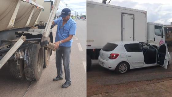 Carreta derruba poste de energia e causa congestionamento na avenida Júlio Campos em VG