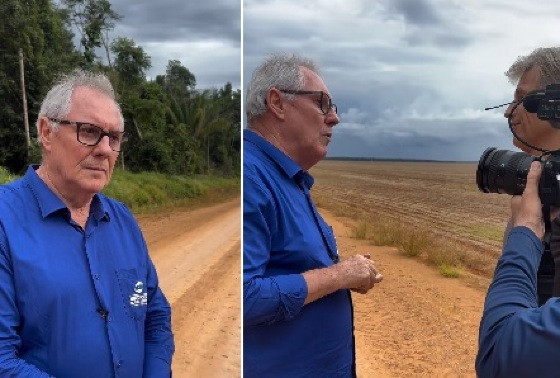 Presidente do Sindicato Rural de Sinop se irrita com repórter de emissora francesa.