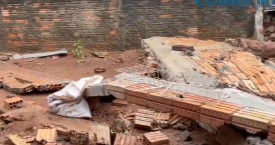 Chuva forte em Sorriso deixa moradores feridos após queda de muro; diversas ruas alagadas