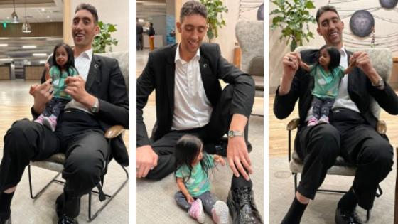 Homem mais alto e a mulher mais baixa do mundo se encontram e diferença de tamanho surpreende  