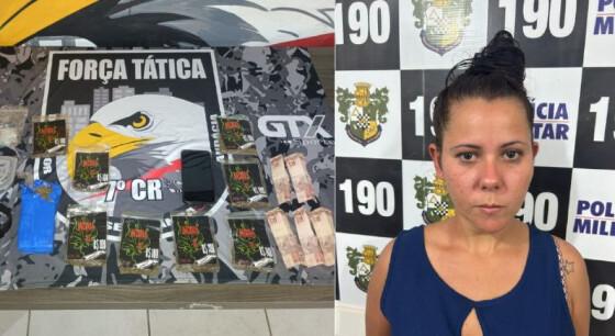 Bruna Rayanne Amorim Francisco foi detida após a polícia encontrar uma grande quantidade de drogas em sua residência