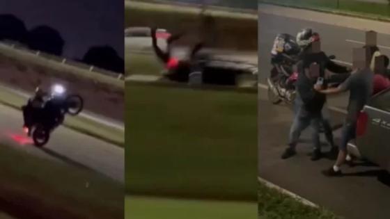 Motoqueiro bate em camionete após manobra radical e geram confusão generalizada